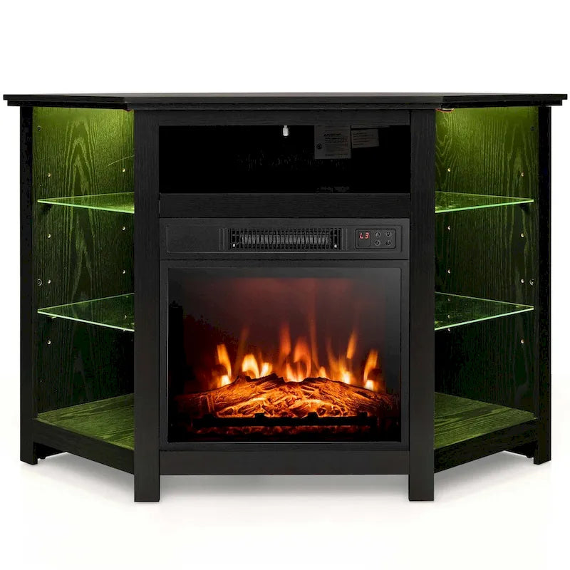 Costway Fireplace TV Stand w/ Led Lights & 18  Electric Fireplace for - See Details 7
