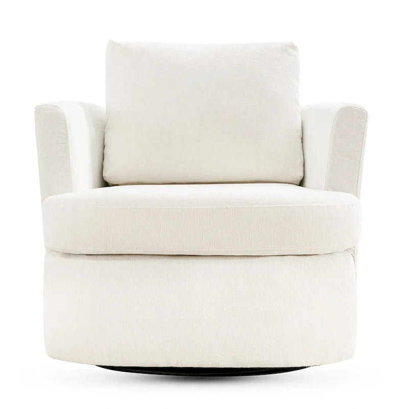 Modern Chenille Upholstered Swivel Accent Barrel Chair Set Modern Swivel Armchair for Living Room 3