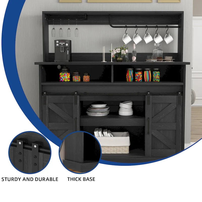 Moasis Farmhouse Coffee Bar Cabinet - 15.1D x 47.2W x 51.5H 12