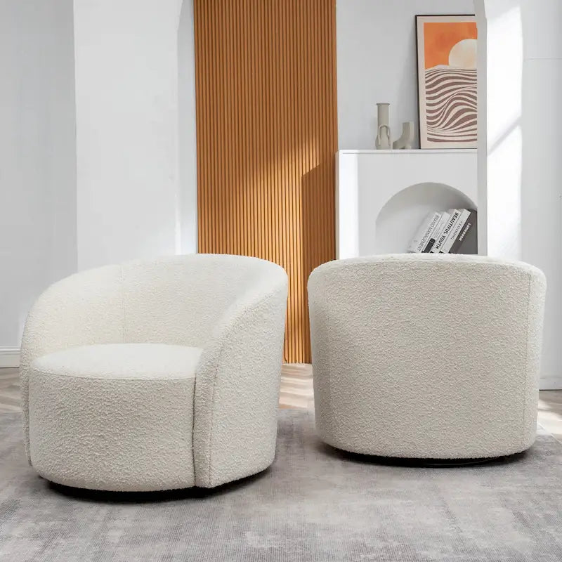 KINWELL 34 Wide Upholstered Swivel Accent Barrel Chair (Set of 2) 15