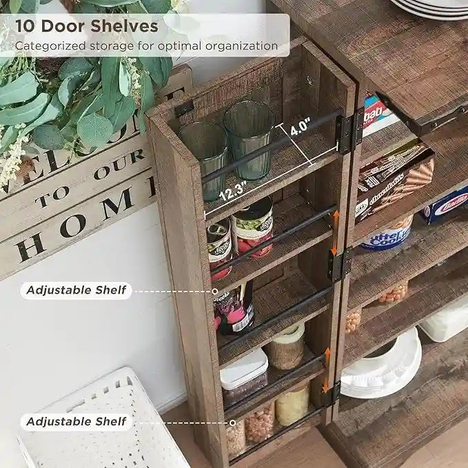 47 Armadietto da Cucina Dispensa, Mobile Contenitore con Ante Scorrevoli Stile Fienile - N/D 35
