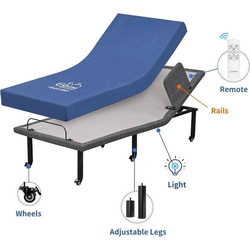 Adjustable Bed with Wireless Remote, Hospital Bed Base with/without Mattress 9