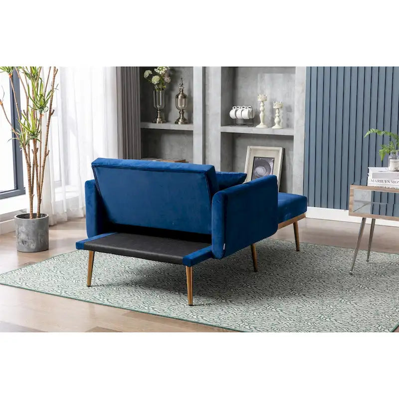 Velvet Upholstered Tufted Living Room Sleeper Sofa Chair With Rose Golden feet 40