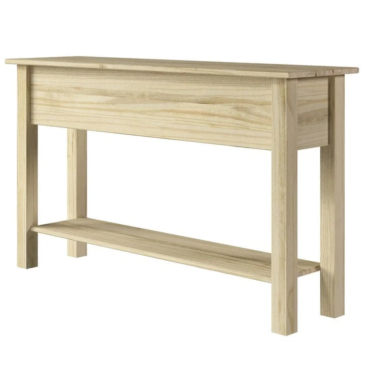Rustic Solid Pine Console Hall Table, White Wash / Antique Brown / Gray Wash / Unpainted, 3 Drawers 30