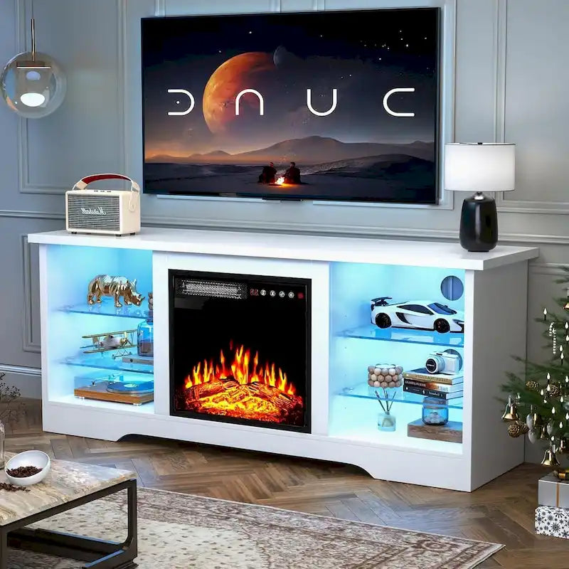 Bossin 58 Fireplace TV Stand with 18 Electric Fireplace,Modern Entertainment Center for 65 TVs,TV Console 36