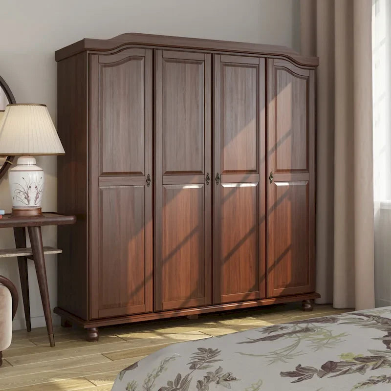 Palace Imports 100% Solid Wood Kyle 4-Door Wardrobe Armoire with Solid Wood or Mirrored Doors 9