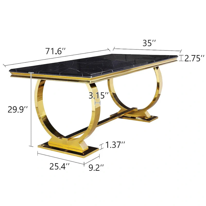 Modern Dining Room Table with Stainless Steel Metal U-Base 11