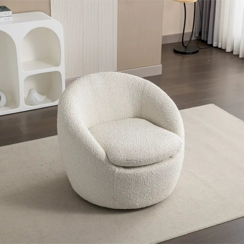 Swivel Barrel Chair - 360° Rotation - Boucle Fabric 8