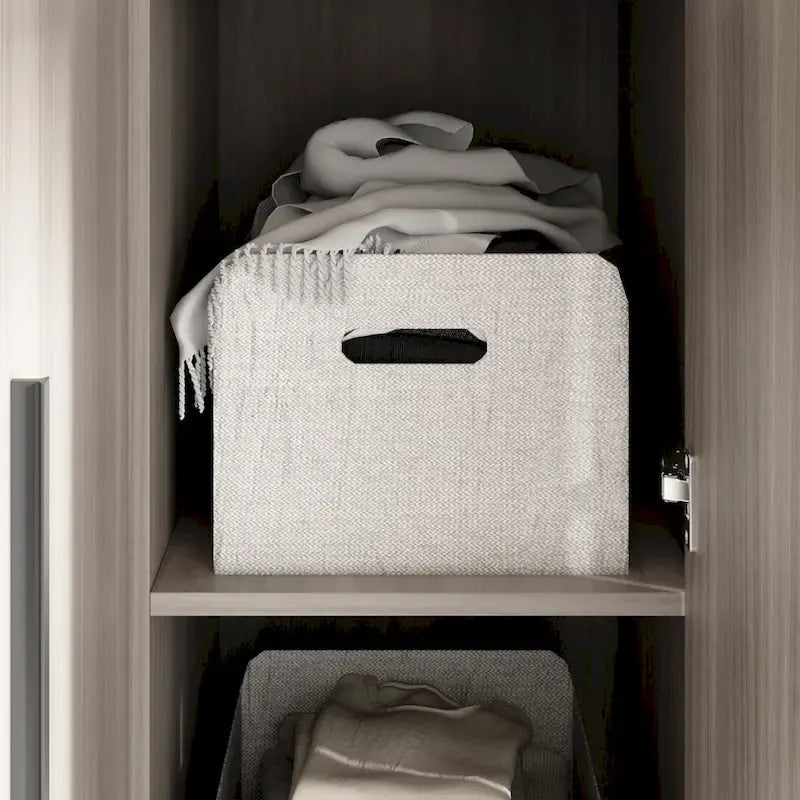 Wardrobe Armoire Wooden Closet Cabinet 6 Storage Cube and Hanging Rod 32