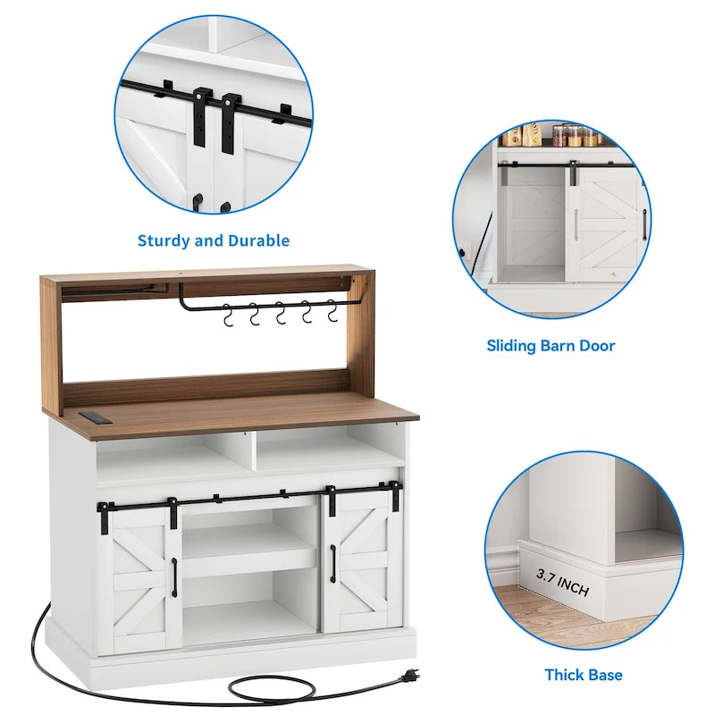 Moasis Farmhouse Coffee Bar Cabinet - 15.1D x 47.2W x 51.5H 8