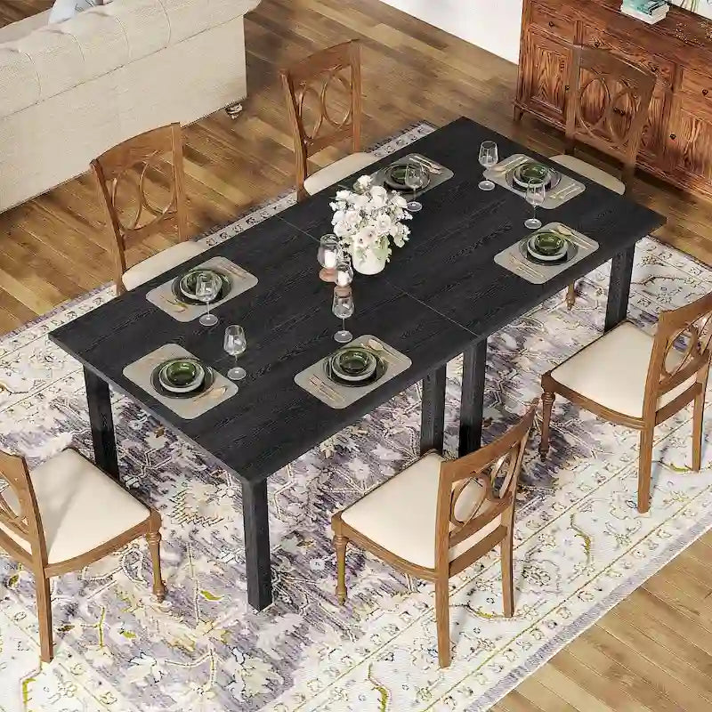 39.4 Inches Square 2-4 People Dining Table with Solid Wood Legs for Living Room Dining Room 13