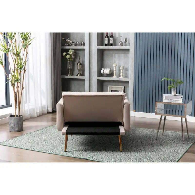 Velvet Upholstered Tufted Living Room Sleeper Sofa Chair With Rose Golden feet 32