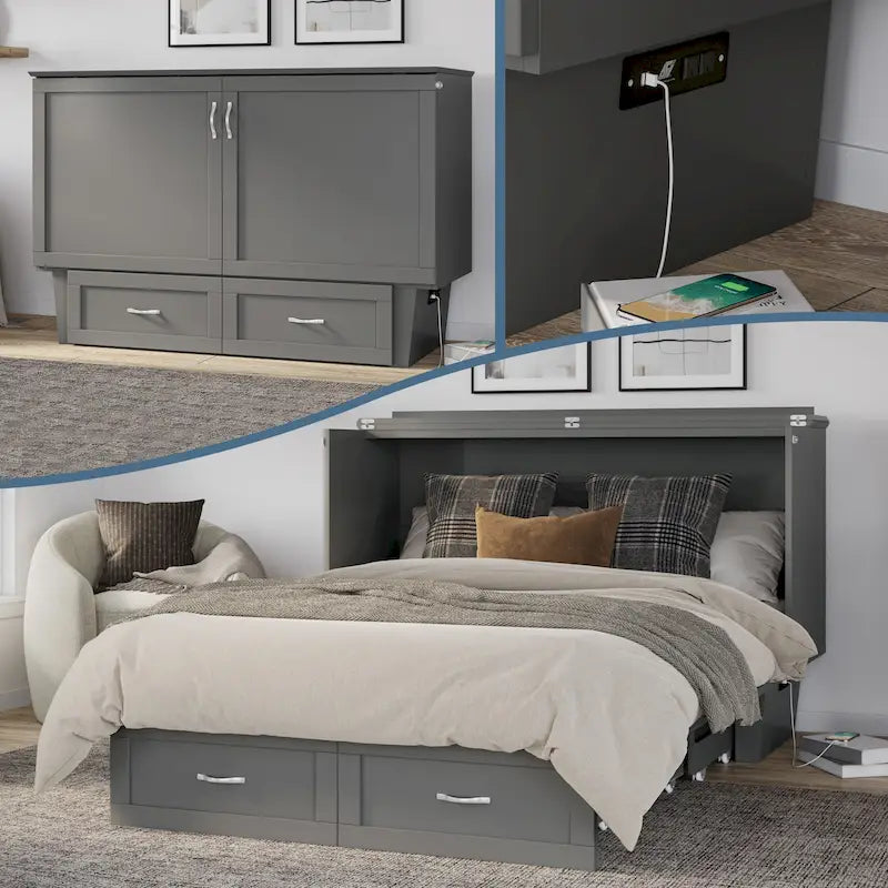 Chelsea Queen Murphy Bed Chest with Mattress