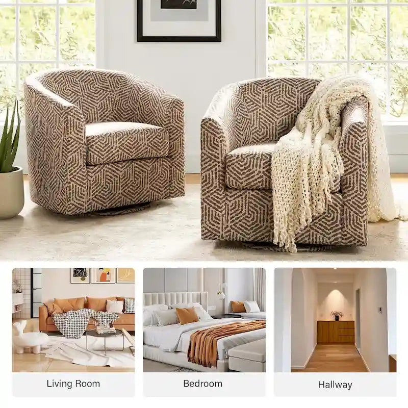 Cuenca Modern Upholstered Barrel Chair with Swivel Base 40