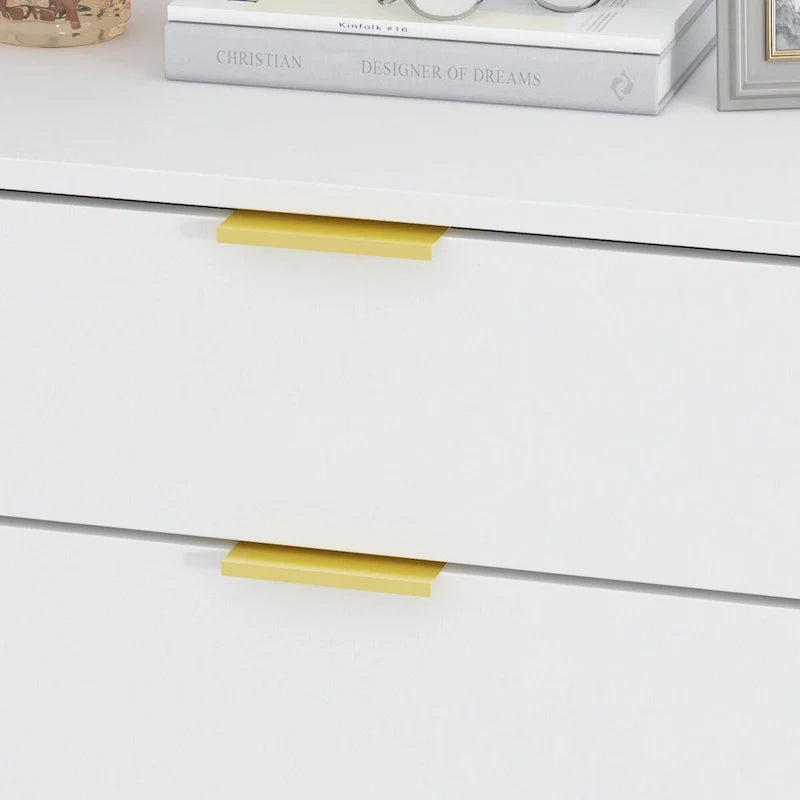 5 Drawer Dresser Chest End Table Storage Cabinet 23.6 W White/Back 10