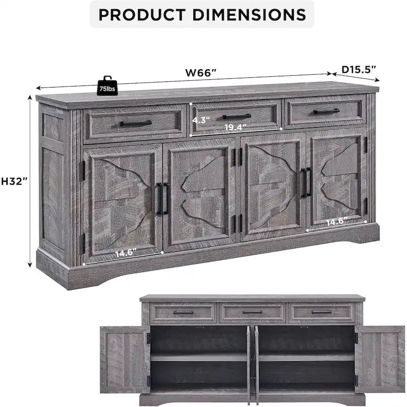 Farmhouse Buffet Sideboard Cabinet,Coffee Bar Wine Bar for Dining Room - N/A 12