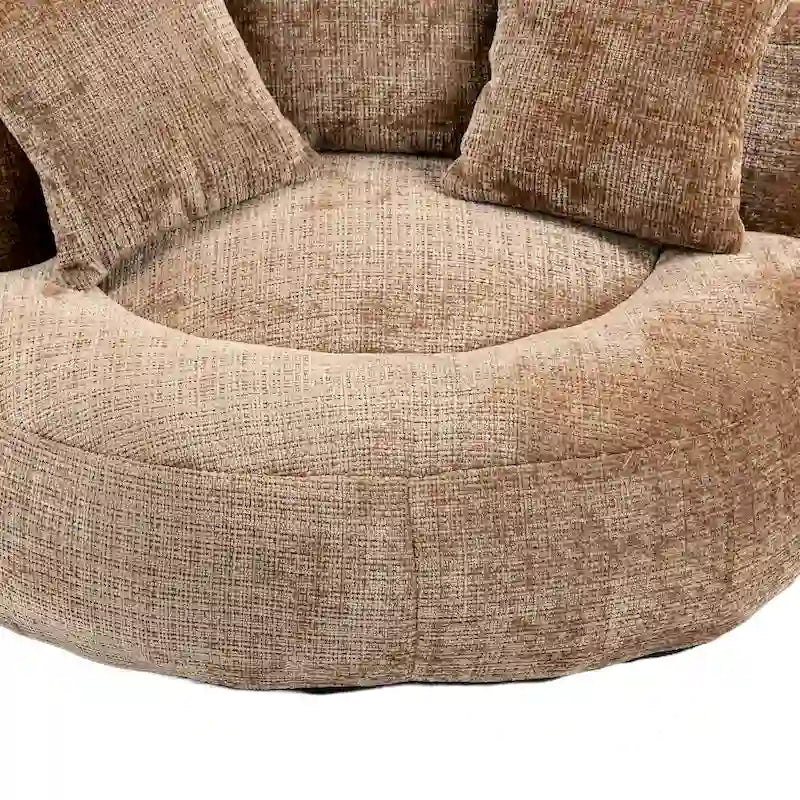 Chenille High Back Lazy Sofa with 3 Pillows and Oversized Bean Bag Chair 34