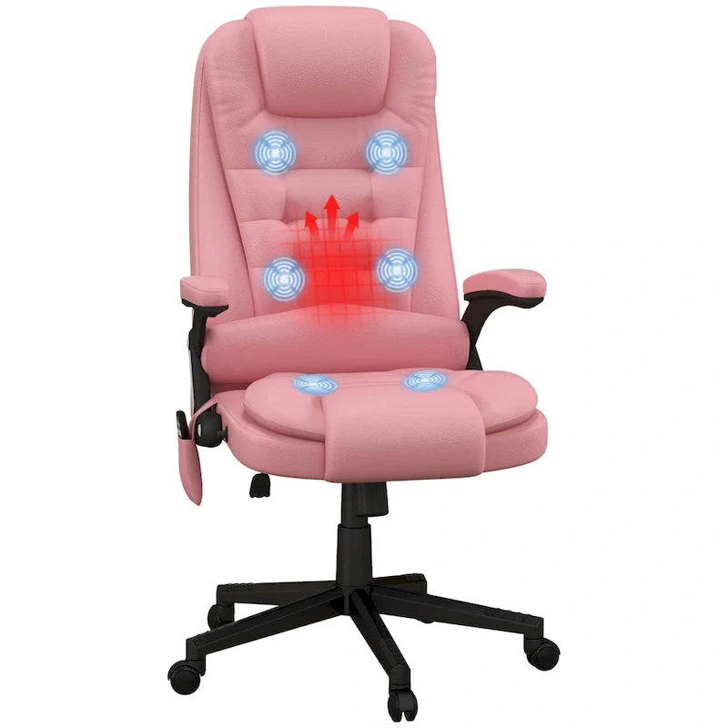 HOMCOM High Back Vibration Massage Office Chair with 6 Vibration Points, Heated Reclining PU Leather Computer Chair 3