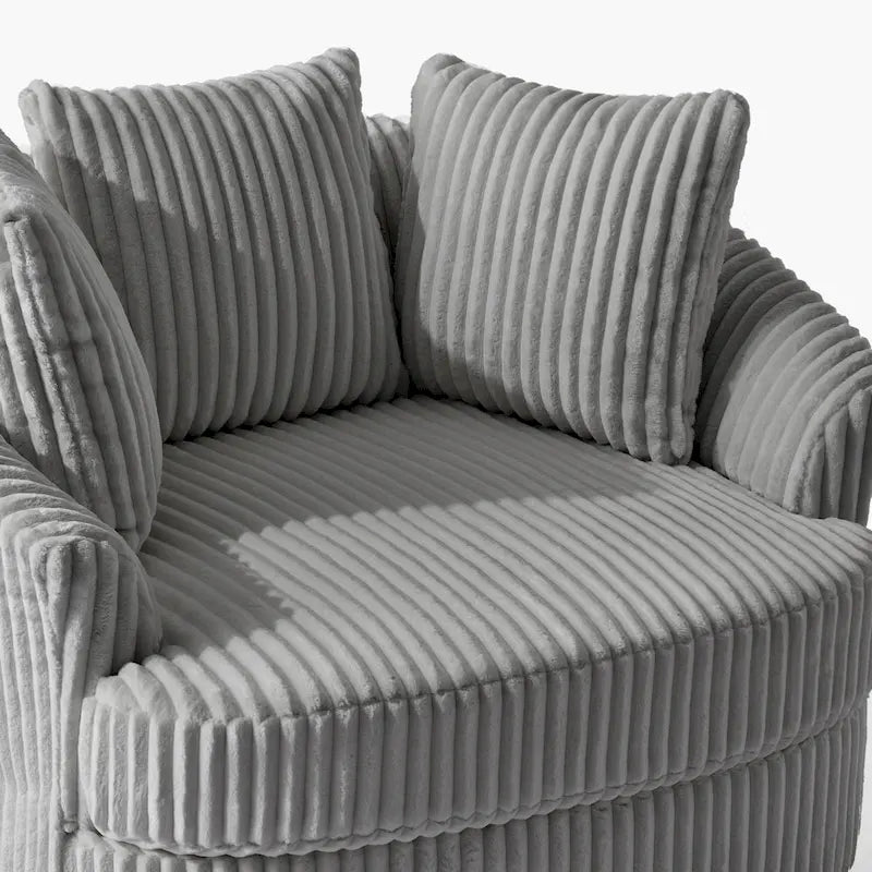 DREAMSIDEA 2 Set Recessed Arm Slipcovered Swivel Barrel Chair 24