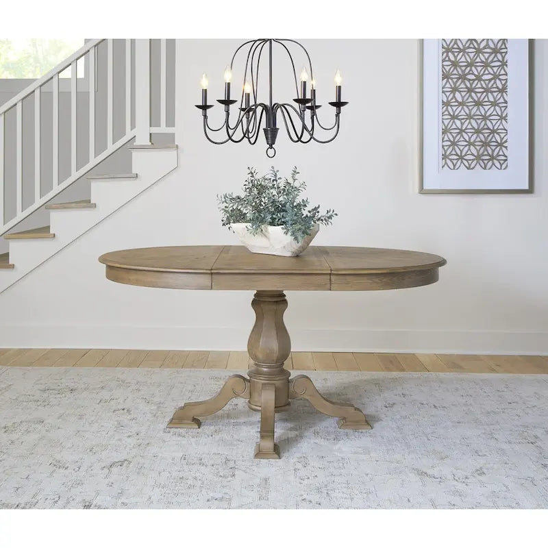 Magnolia Manor Round Pedestal Dining Table with Expandable Leaves - 2 Finishes 3