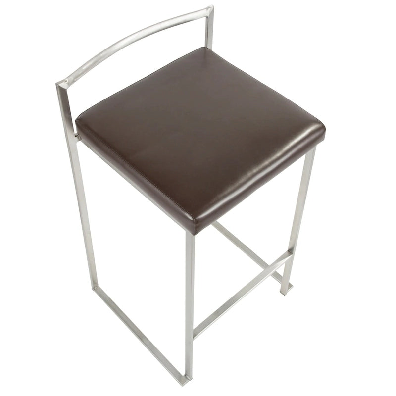 Sgabello da bancone impilabile in acciaio inossidabile completamente saldato Silver Orchid Forrest (set di 2) 41
