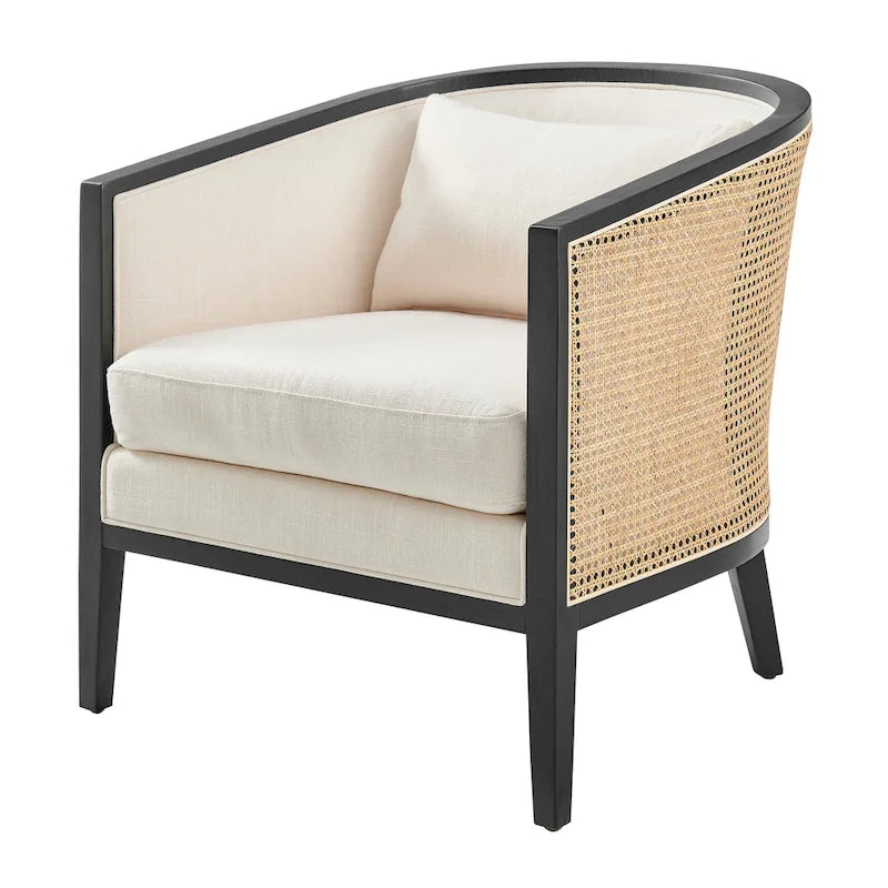 Tillman Linen Accent Arm Chair with Rattan 26