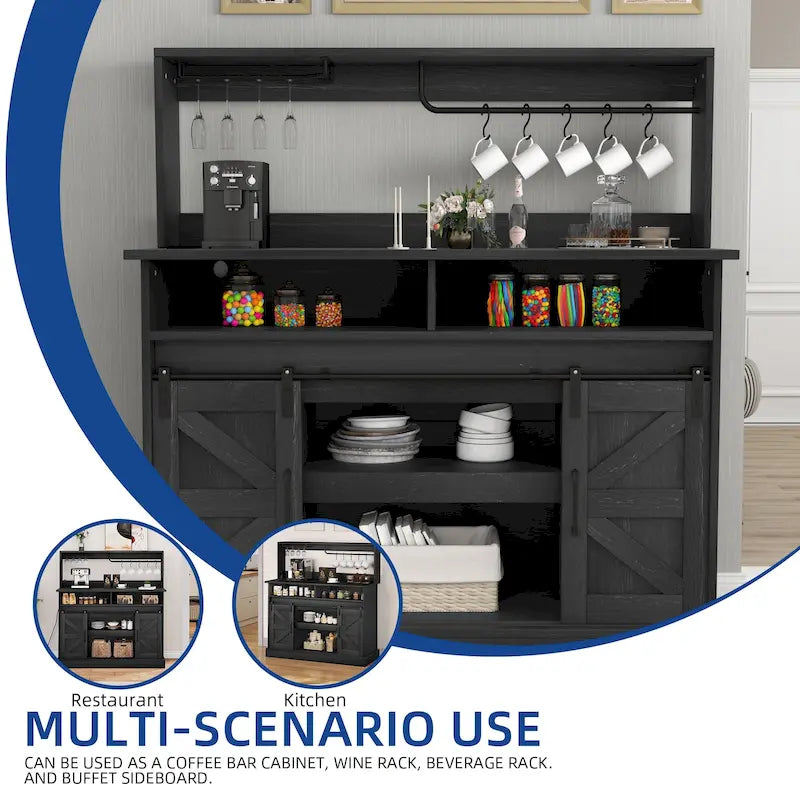 Moasis Farmhouse Coffee Bar Cabinet - 15.1D x 47.2W x 51.5H 13