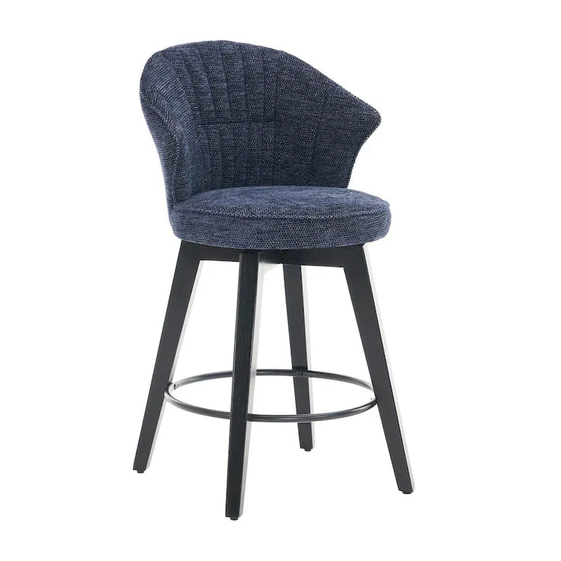 Swivel Bar Stools Set of 2, Upholstered Dining Room Chairs with Wide Backrest, Counter Height Chair with Metal Legs 12