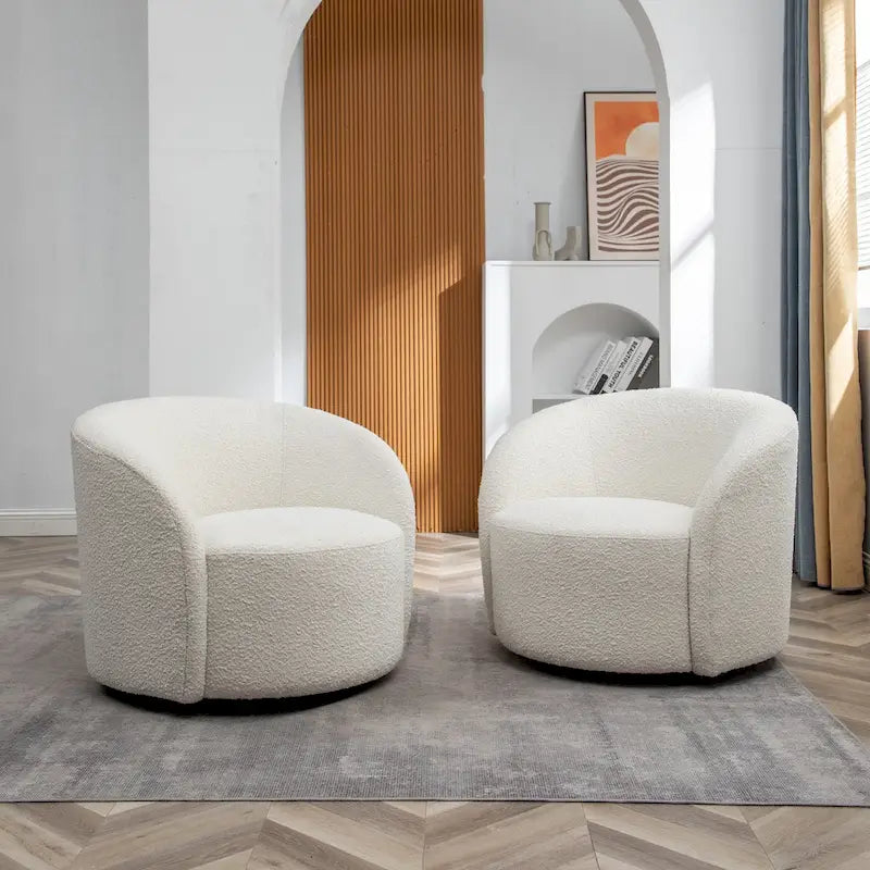 KINWELL 34 Wide Upholstered Swivel Accent Barrel Chair (Set of 2) 11