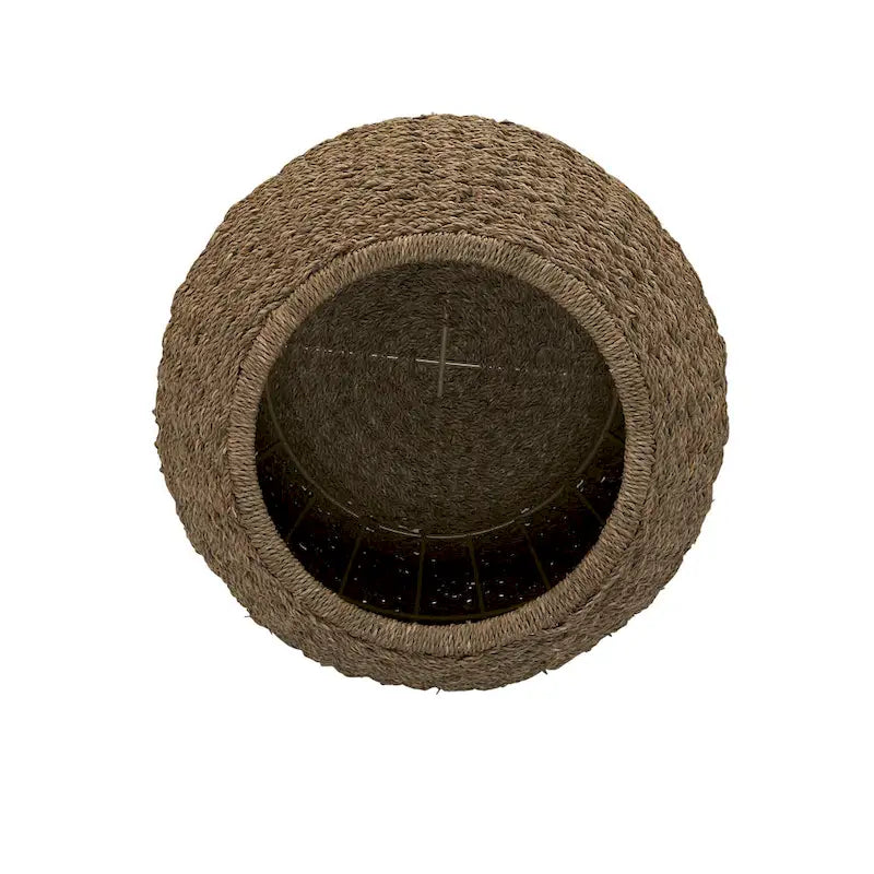 Household Essentials Handwoven Barrel Wicker Storage Basket Side Table - 17.0L x 17.0W x 19.0H 17