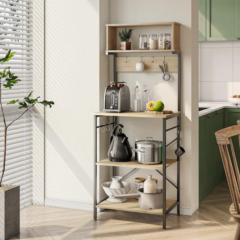 Scaffale da cucina per fornaio da 60 pollici con credenza 8 ganci laterali 27