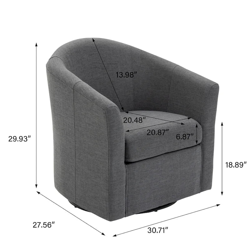 Set of 2 Modern Upholstered Swivel Barrel Chair Living Room Accent Chair 41