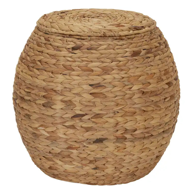 Household Essentials Handwoven Barrel Wicker Storage Basket Side Table - 17.0L x 17.0W x 19.0H 16