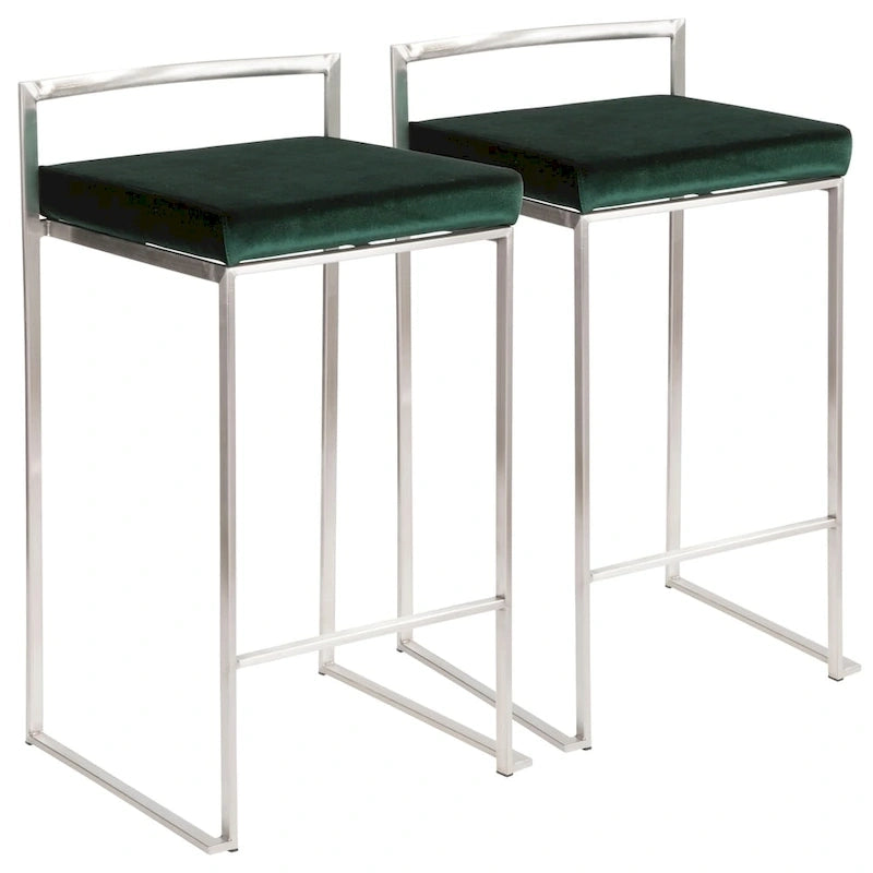 Sgabello da bancone impilabile in acciaio inossidabile completamente saldato Silver Orchid Forrest (set di 2) 16