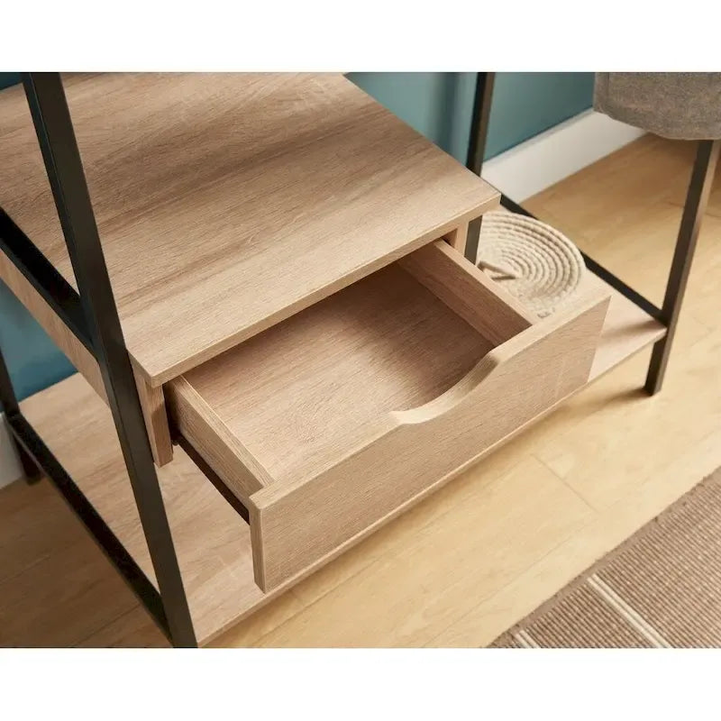 Metal Clothes Rack Open Wardrobe Free Standing with One Drawer Hanging Clothes Rod - Light Brown 4
