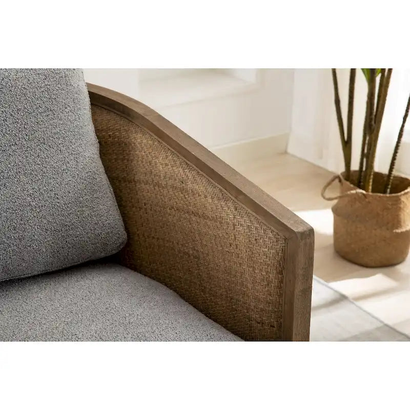 Poltrona a botte girevole, comoda poltrona rotonda d'accento, poltrona club a botte girevole a 360 gradi, poltrona relax con struttura in rattan intrecciato 22