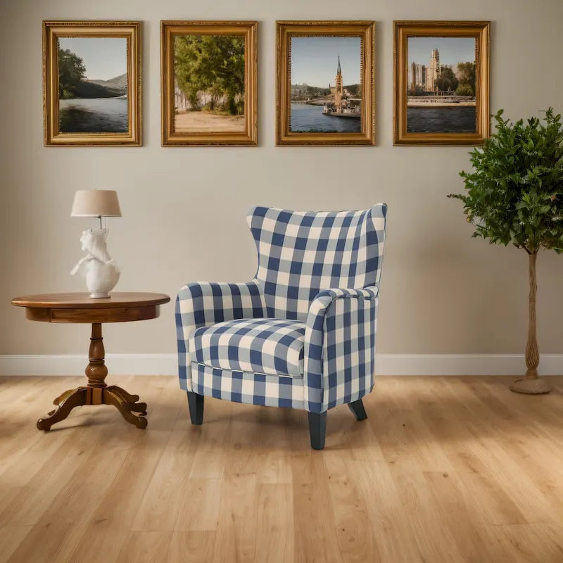Modern Retro 30.25 High Back Upholstered Arm Chair with Wood Legs for Living Room 29
