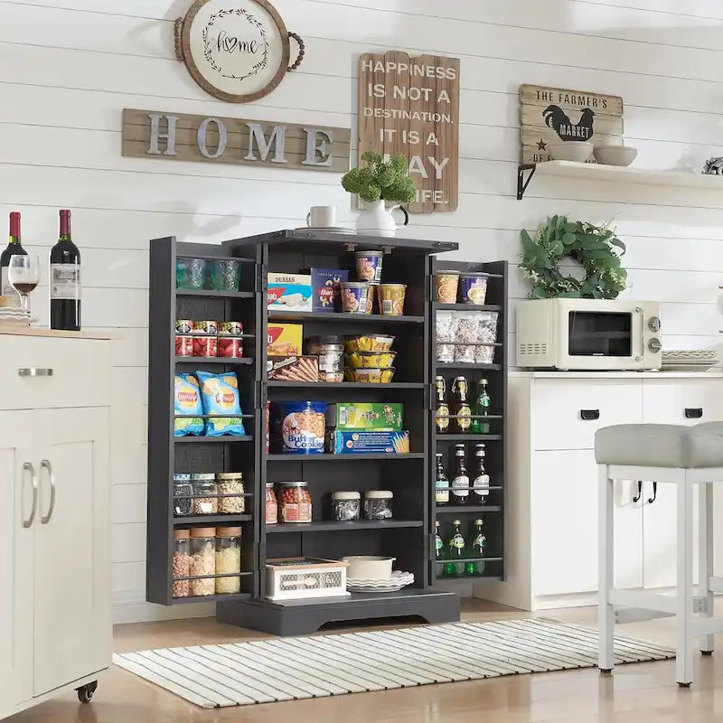 47 Armadietto da Cucina Dispensa, Mobile Contenitore con Ante Scorrevoli Stile Fienile - N/D 15