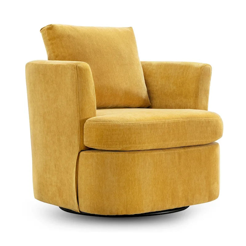 Modern Chenille Upholstered Swivel Accent Barrel Chair Set Modern Swivel Armchair for Living Room 4