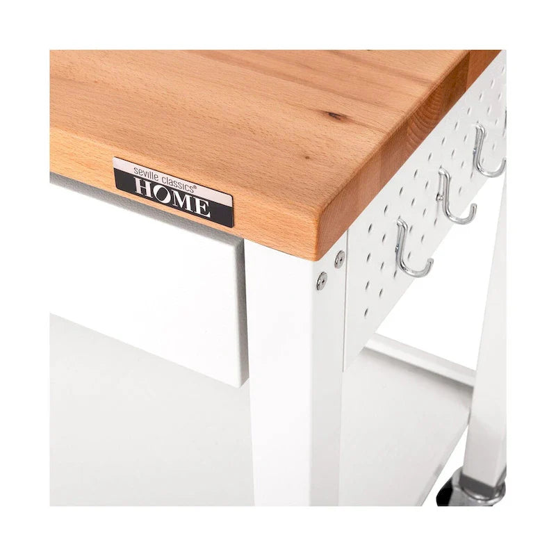 HOME Work Center Island Table with Solid Wood Top, 48 W x 24 D x 36 H, White 5