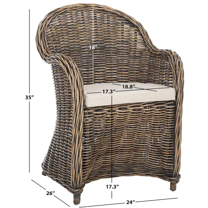 SAFAVIEH Sinja Yellow Rattan Club Chair - 24  x 26  x 35  - 24Wx26Dx35H 12