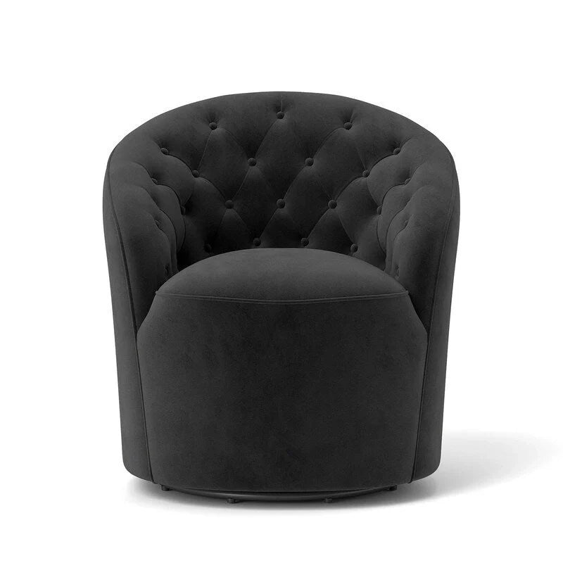 Velvet Upholstered 360 Degree Swivel Barrel Chair with Button Tufted Back 28