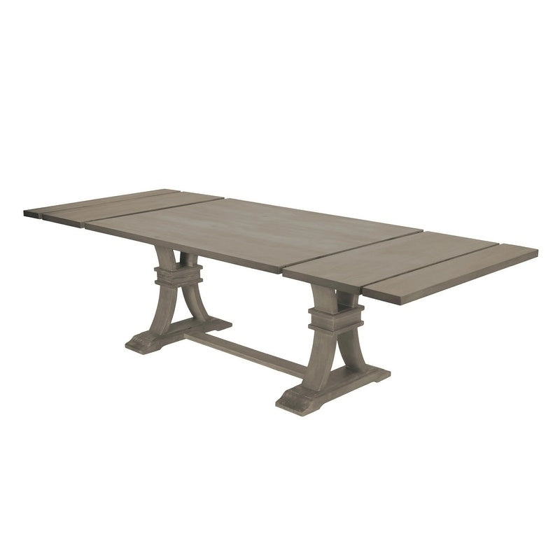 Set da pranzo allungabile Best Quality Furniture da 9 pezzi, in stile rustico grigio 5
