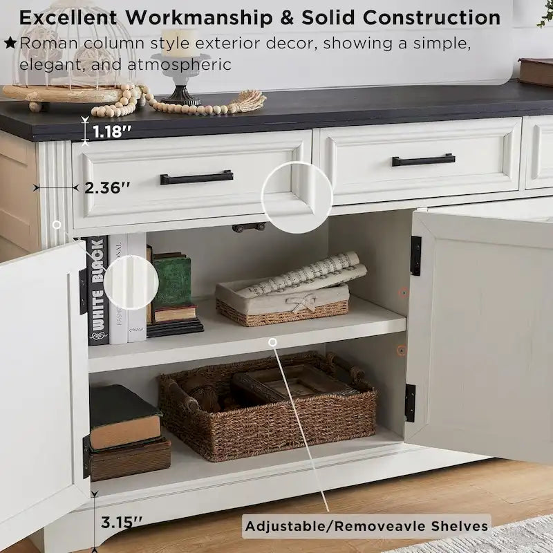 Farmhouse Buffet Sideboard Cabinet,Coffee Bar Wine Bar for Dining Room - N/A 9