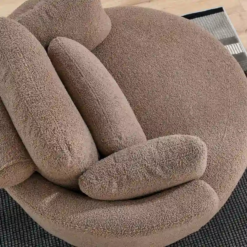 Oversized Swivel Cuddle Barrel Chair with moon storage ottoman 30