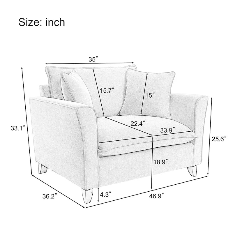 Oversized Chenille Fabric Armchair 13