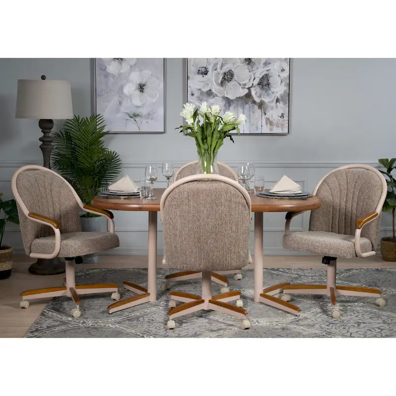 Casual Dining Cushion Swivel-and-Tilt Rolling Caster Chair 11