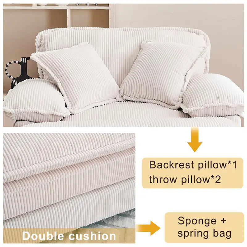 56.9 W Poltrona Oversize con Pouf, Poltrona da Lettura per Camera da Letto, Divano Letto Pigro, Poltrona Reclinabile Singola Moderna Oversize 30
