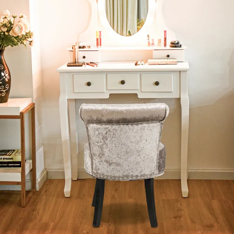 27.5 Tall Solid Wood Vanity Stool Chair - 27.5 H X 19 W X 11.8 D 3