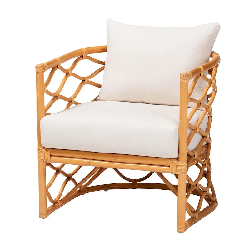 Poltrona Acelynn in Rattan Chiaro Miele Stile Bohemien 3
